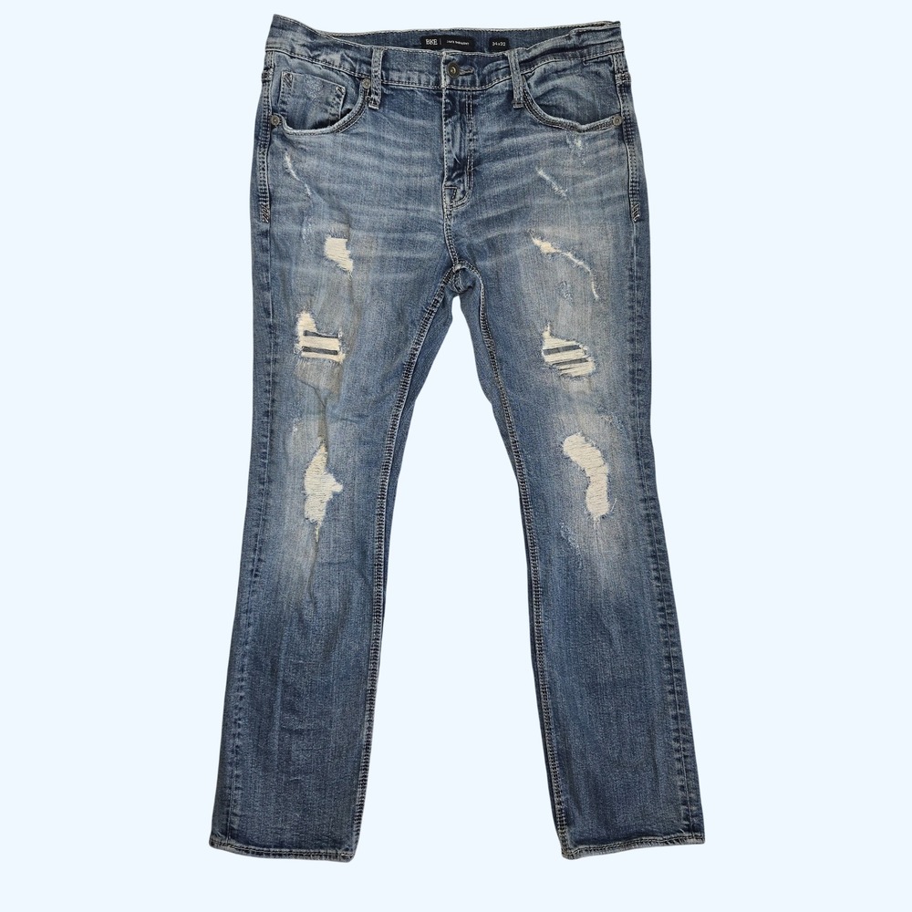 BKE Jake Straight Leg Distressed Medium Wash Jeans 34x32 (Fits 31" Inseam)